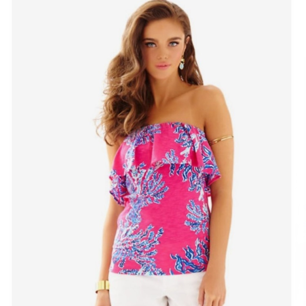Lilly Pulitzer Capri Pink Samba Wiley Strapless Tube Top
